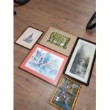 5 FRAMES ITEMS INC TAPESTRY SIGNED WATERCOLOUR BY BREWIS ETC