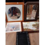 5 FRAMED ITEMS INC MIRRORS AND PRINTS