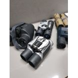 5 CASED PAIRS OF BINOCULARS INCLUDES A PAIR BY NIKON AND PRACKTICA