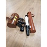 BARR AND STROUD 8X MONOCULAR TOGETHER WITH ASTRONAUT 25X30 SPOTTING SCOPE BOTH IN ORIGINAL LEATHER