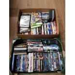 2 BOXES CONTAINING DVD'S AND X BOX 360 GAMES ETC