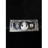 SOLID SILVER BAR 1000 DOLLAR NOTE 188G