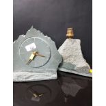 2 STONE WORK ITEMS A LAMP AND A CLOCK