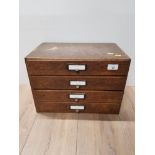 VINTAGE "WINEL" OAK FRONTED 4 DRAWER STATIONARY CABINET 1920's