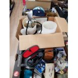 3 BOXES OF MISCELLANEOUS INCLUDES BINOCULARS ETC