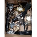 BOX OF MISCELLANEOUS STAINLESS STEEL WRISTWATCHS