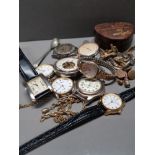 MIXED LOT OF CUFFLINKS POCKET WATCH AND WRISTWATCHES INCLUDES 9CT ROLLED GOLD CAVALIER WATCH