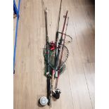 BUNDLE OF COURSE FISHING RODS COMES WITH 3 REELS AND FISHING NET