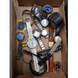 BOX CONTAINING MISCELLANEOUS SPORTS WATCHES