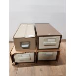 A SET OF 3 INDUSTRIAL METAL FILING DRAWERS TOGETHER WITH 1 OTHER