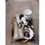 A BOX OF ASSORTED WARE INC PORCEVAL SPANISH FIGURE AYNSLEY LITTLE SWEETHEART ETC