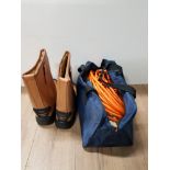 WORK TOUGH STEEL TOE CAP RIGGER BOOTS SIZE 46/11 TOGETHER WITH A TRANSFORMER LEAD