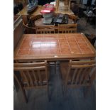 DANISH TILED TOP DINING TABLE AND 4 CHAIRS
