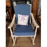 PAINTED PINE SPINDLE BACK ROCKING CHAIR