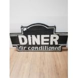VINTAGE WOODEN PAINTED AMERICAN DINER AIR CONDITIONED OUTDOOR HANGING SIGN
