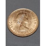 1958 GOLD SOVEREIGN 22CT COIN