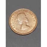 1957 GOLD SOVEREIGN 22CT COIN