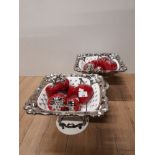 2 MATCHING CERAMIC CENTRE PIECES ON PEDESTAL BASE WITH CRYSTAL EFFECT DECORATIONS ALSO INCLUDES