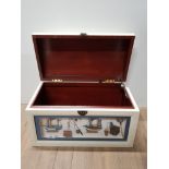 NICE MODERN STORAGE CHEST WITH TRAWLER SHIP DIORAMA DISPLAY