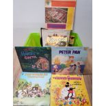 BOX OF LP RECORDS INCLUDES WALT DISNEY THE MOUSE FACTORY AND PETER PAN ALSO INCLUDES THE WOMBLES AND