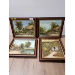 4 OIL ON CANVAS PAINTINGS ALL COTTAGE SCENES AND SIGNED BY THOMAS IN MATCHING FRAMES