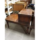 INLAID MAHOGANY TELEPHONE TABLE ON BRASS CASTORS