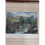 COLOURED ENGRAVING AFTER J M W TURNER EGGLESTONE ABBEY BARNARD CASTLE