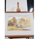 FRAMED WATERCOLOUR AND CHARCOAL OF TIBBIE SHIELS BRIDGE SIGNED E S WATSON