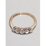 18CT YELLOW GOLD FIVE STONE DIAMOND RING SIZE N GROSS WEIGHT 2.2G
