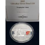 5 OUNCE SILVER 925 GIBRALTAR 10 POUND COIN IN ORIGINAL CASE WITH CERTIFICATE OF AUTHENTICITY