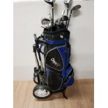 ONYX GOLF BAG CONTAINING DUNLOP MAX CLUBS AND A GOLF TROLLEY