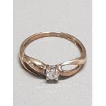 9CT YELLOW GOLD DIAMOND SOLITAIRE RING SIZE L GROSS WEIGHT 1.2G