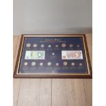 FRAMED ANCIENT TO MODERN BRITISH CURRENCY FROM 1551 TO THE PRESENT DAY COIN AND NOTE DISPLAY