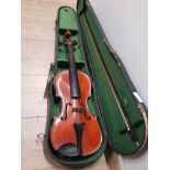 ANTIQUE VIOLIN WITH BAUSCH BOW IN CARRY CASE