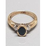 18CT YELLOW GOLD SAPPHIRE AND DIAMOND RING SIZE M GROSS WEIGHT 5.9G