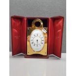 JEAN ROULET BRASS CARRIAGE CLOCK IN ORIGINAL BOX