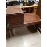 INLAID MAHOGANY TELEPHONE TABLE ON BRASS CASTORS