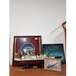 MODEL TITANIC BOAT TOGETHER WITH TITANIC PLATE PICTURE AND THE TITANIC EXPERIENCE FACT BOOK