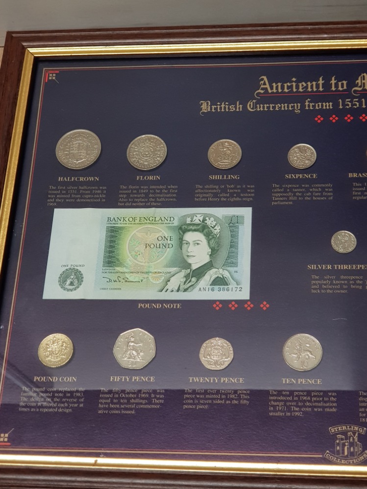 FRAMED ANCIENT TO MODERN BRITISH CURRENCY FROM 1551 TO THE PRESENT DAY COIN AND NOTE DISPLAY - Image 2 of 3