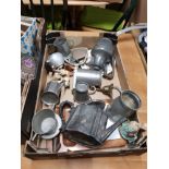 A BOX OF MISCELLANEOUS INC PEWTER ITEMS