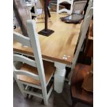 LARGE PAINTED FARMHOUSE STYLE TABLE AND 6 CHAIRS