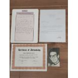 HISTORICAL DOCUMENTS 1950S SHEET OF PAPER WITH EXPERIMENTAL LYRICS WRITTEN BY BUDDY HOLLY WITH