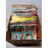 A BOX CONTAINING A LARGE NUMBER OF VINTAGE LOOK AND LEARN MAGAZINES