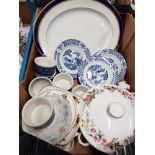 A BOX OF ASSORTED WARE INC ROYAL DOULTON BABYLON WARE ROYAL GRAFTON MEAT PLATTER ETC