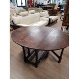 GEORGIAN GATELEG DROP LEAF DINING TABLE WITH BARLEY TWIST LEGS