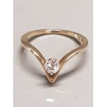 9CT YELLOW GOLD CUBIC ZIRCONIA SOLITAIRE RING SIZE N GROSS WEIGHT 2G