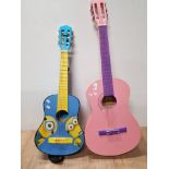READY ACE PINK ACOUSTIC GUITAR TOGETHER WITH ONE OTHER