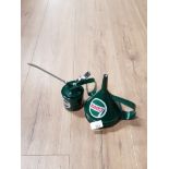 2 TIN METAL CASTROL ITEMS INCLUDED OIL CAN AND FUNNEL