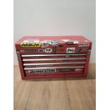 A RED STACK-ON TOOL CHEST