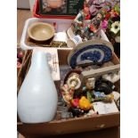 2 BOXES OF MISCELLANEOUS INC PEARSONS POTTERY CAPODIMONTE STYLE FIGURE ETC